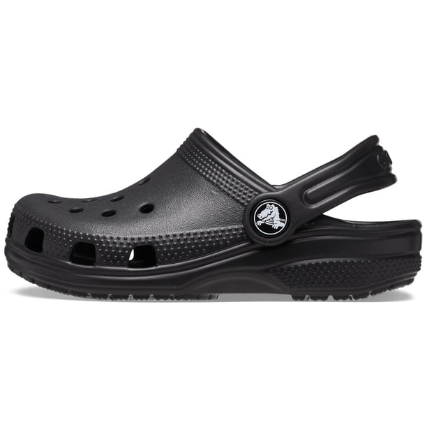 Crocs Clásicos para Niños, zuecos negros con forro sintético, talla 5