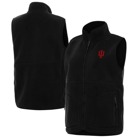 Women's Antigua  Black Indiana Hoosiers Nostalgic Full-Zip Vest