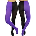 thumbnail image 3 of ToBeInStyle Women's Two Toned Jester Tights w/ Reinforced Toe - Black/Purple - One Size Plus, 3 of 5
