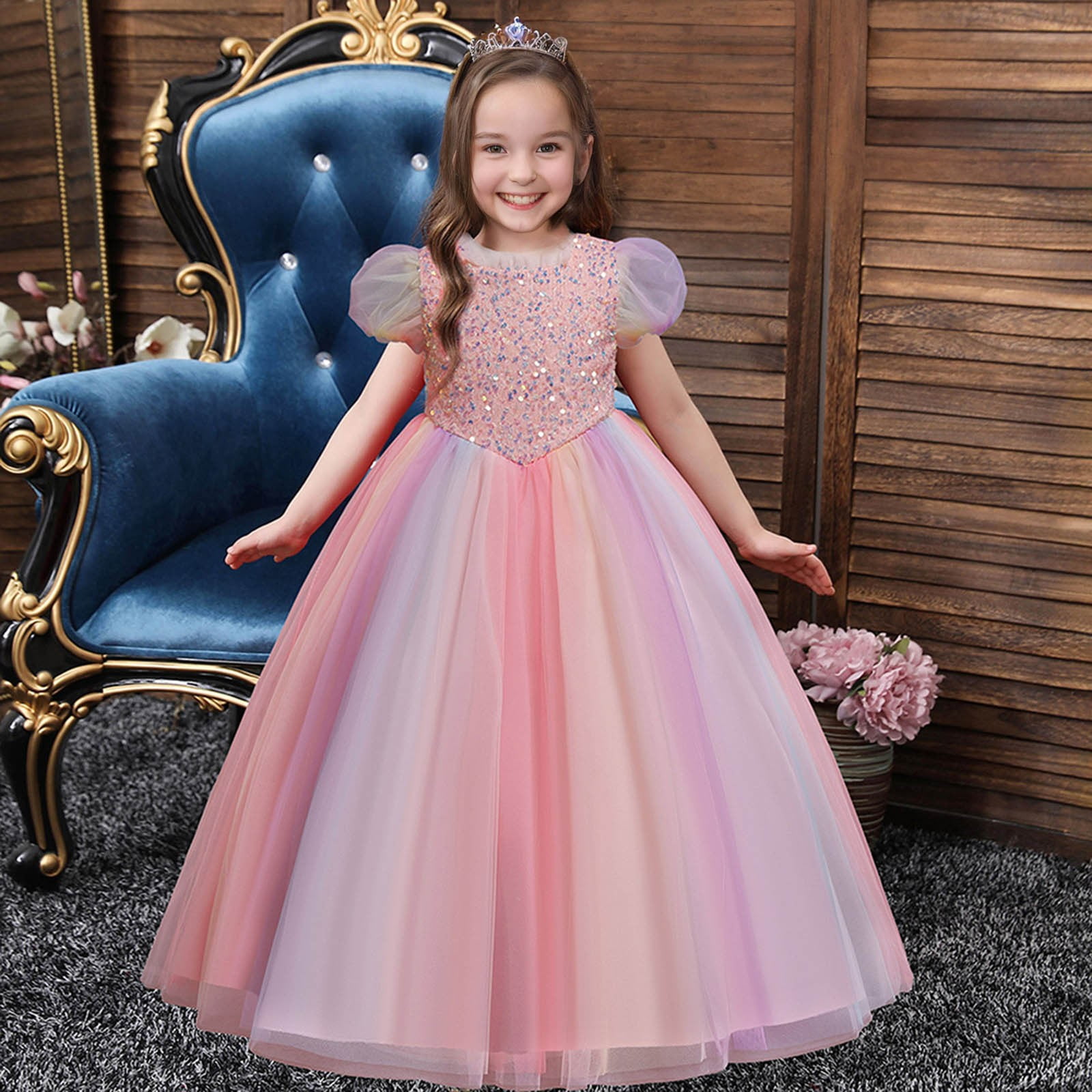 BOBOGOJP Posh Fashion Girls Dresses Children's Evening Dress