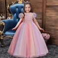 thumbnail image 2 of Gubotare Flower Girl Dress Girls Elegant Dress Summer Ruffle Short Sleeve Dresses (Multicolour,Size 7-8 Years), 2 of 9