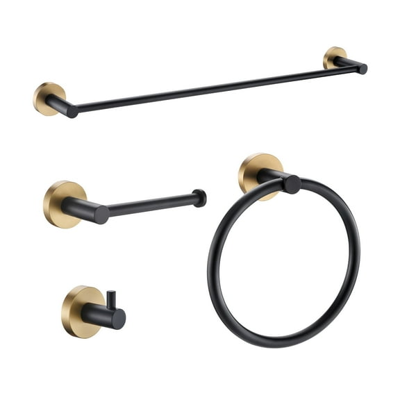 ANZZI 4-Piece Matte Black & Satin Brass Bathroom Accessories Set