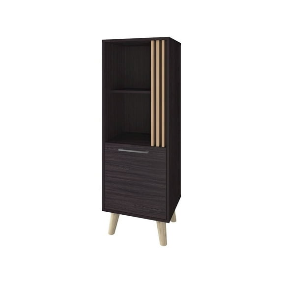 Fm Furniture Ac Chin Storage Cabinet with a Door and Open Storage, Wengue   Natural Oak