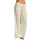 thumbnail image 5 of Pantalones de pierna ancha y cintura alta para mujer, estilo europeo y americano, con bolsillos grandes en el pie, de algodón y lino, informales, para mujer, 5 of 6