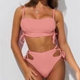 thumbnail image 2 of Sngxgn Bikini Set for Women Two Piece Bathing Suits High Waisted Square Neck Cutout Adjustable Straps(Pink,S), 2 of 5