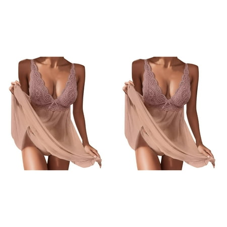 2 Pack Transparent Lingerie Pajamas Underwear Suspenders Dress Women Lace Satin Dress Lingerie That Covers Negligee plus Size Snap Crotch Lingerie for Women Lingerie Bodysuit with Stockings