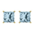 thumbnail image 3 of 4 ct Screw-Back Stud Earrings for Women | 7.0mm Princess Cut Natural Swiss Blue Topaz | 18K Yellow Gold, 3 of 5