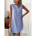 thumbnail image 3 of Multicolor Blue And White Striped Sleeveless Shirt Dress, 3 of 6