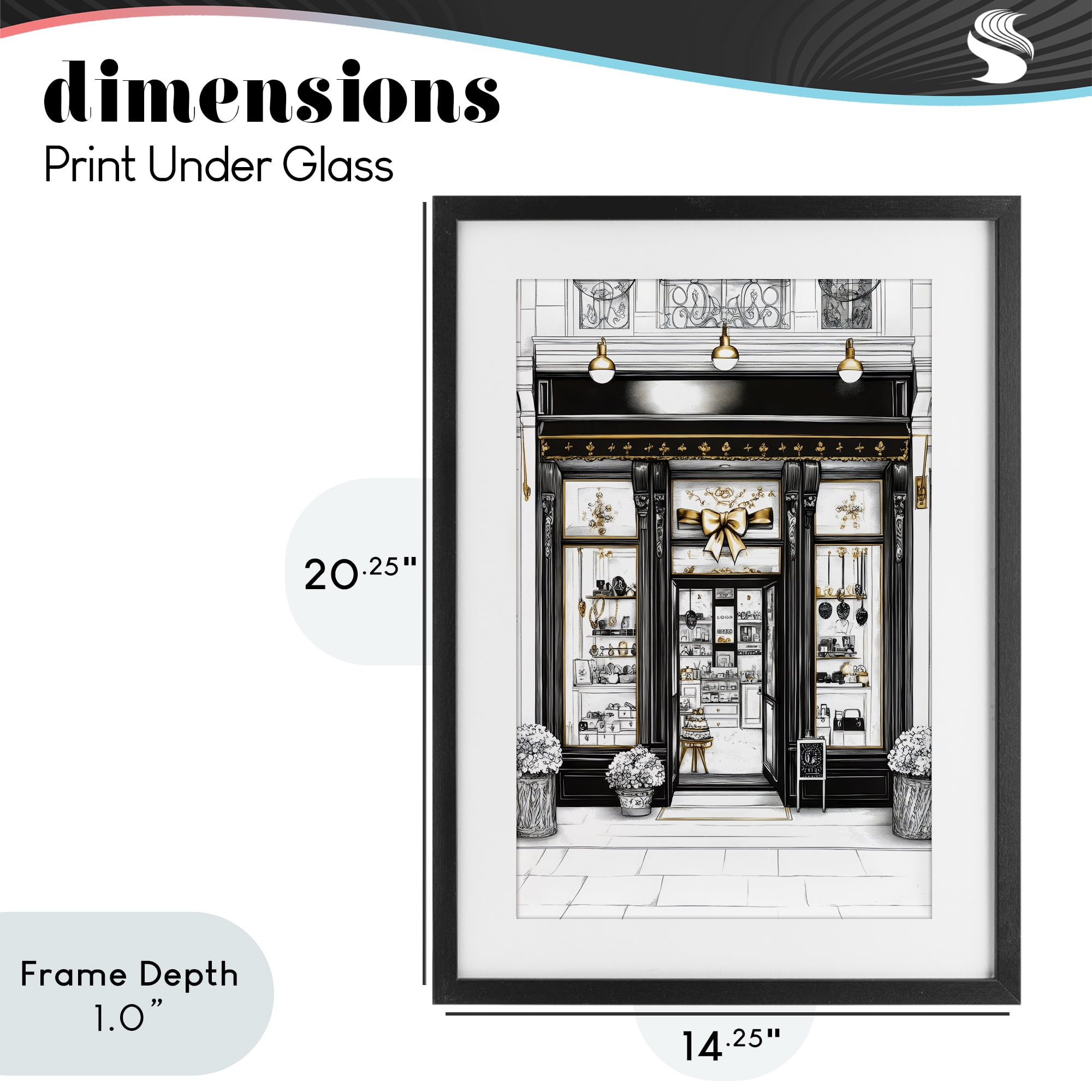 Stupell Industries Glam Paris Shop Facade Black Framed Print Under Glass, design by Petal Prints Design