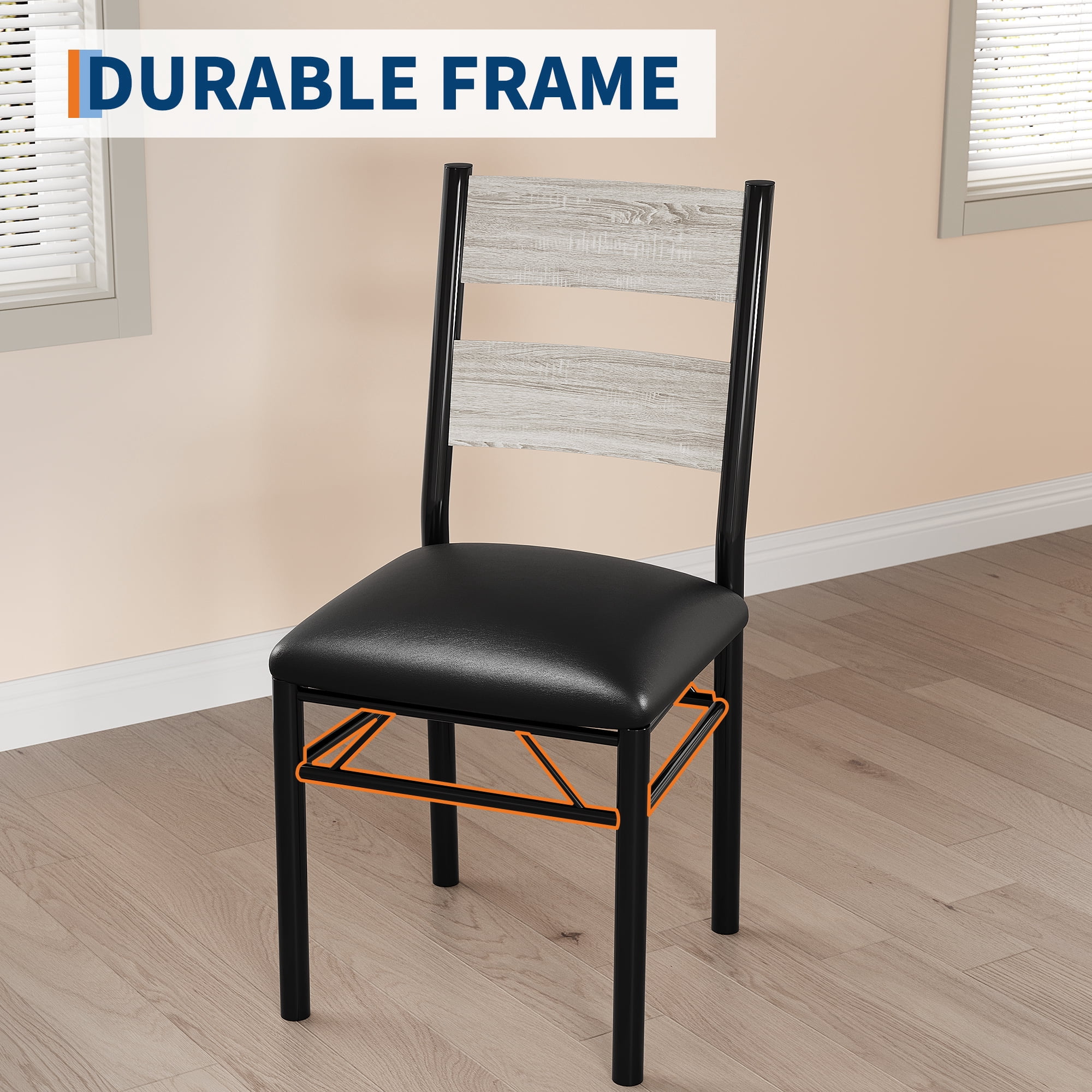 Dining Table Set for 2 with Upholstered Chairs, Wood Kitchen Table Chairs Set of 2 with Corner Protector for Small Space, Kitchen Room, Apartment