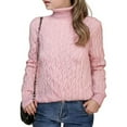 thumbnail image 4 of KAUOD Girls Turtleneck Sweater Ribbed Crochet Long Sleeve Lined Pullover Sweater Kids Plain Soft Fall Warm Sweatshirts, 4 of 7
