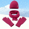 thumbnail image 2 of CAIXIA Hats And Gloves Sets Women Winter Warm Knitted Scarf Hat and Mittens Set Thermal Soft Combo Neck Warmer for Cold Weather, 2 of 4