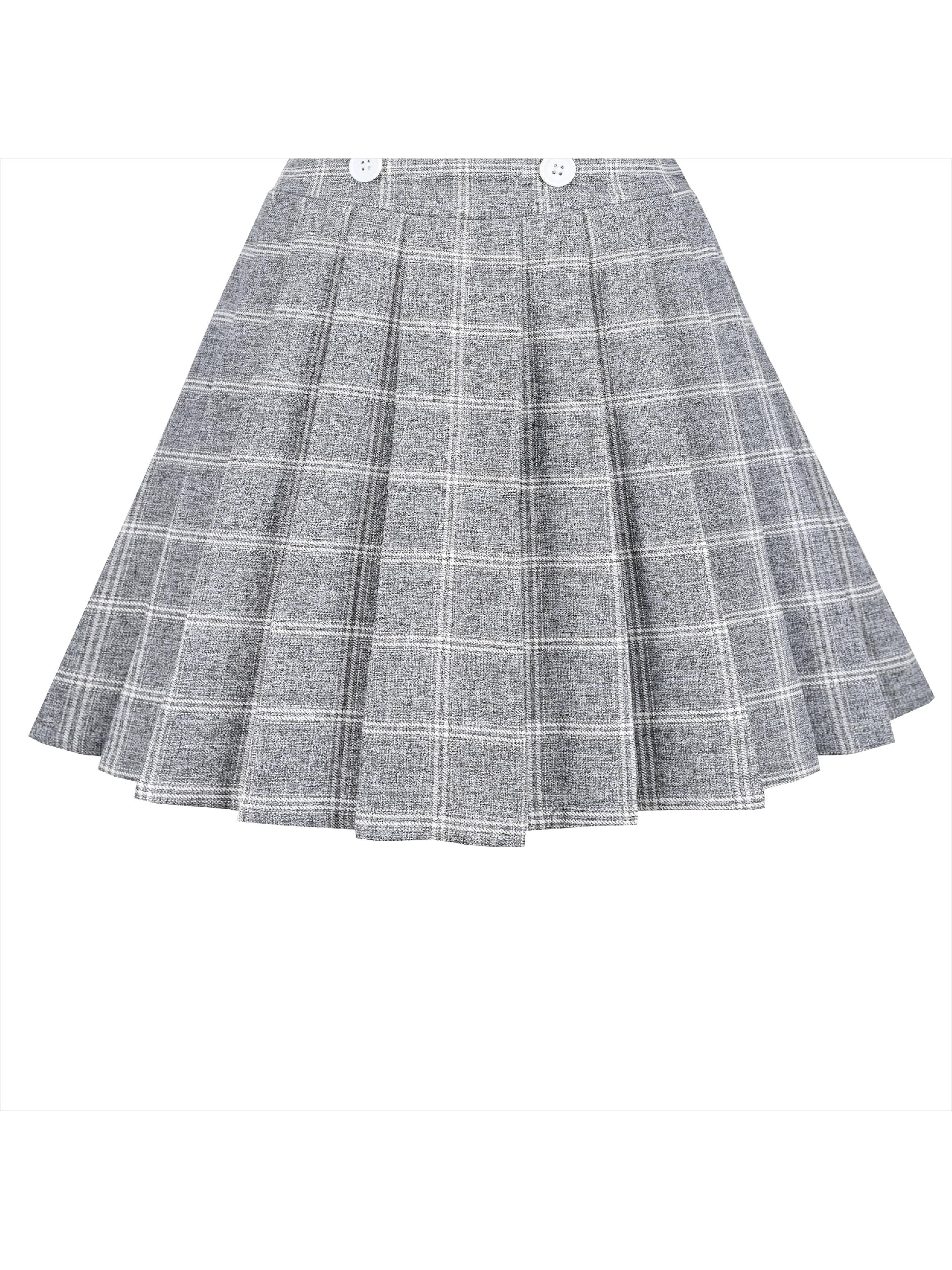 Girls Skirt Pink Grid Check Plaid Pleated School Tennis Mini