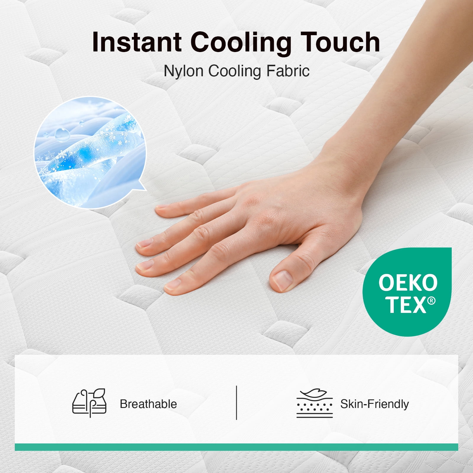 Novilla 14 Inch Queen Size Mattress,Hybrid Queen Mattress with Gel Memory Foam, Cool-to-Touch Nylon Blend & Individually Wrapped Coils for Adaptive Body Support & Motion Isolation