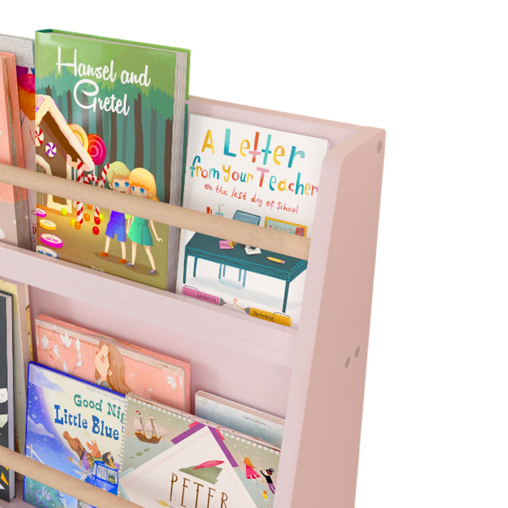 Miniyam 3-Tier Wooden Bookshelf with Toy Storage for Kid, Pink