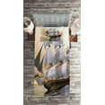 thumbnail image 2 of Ambesonne Maritime Quilted Coverlet 2 Pcs, Sailors and Pirates Ship, Twin Size, Multicolor, 2 of 2