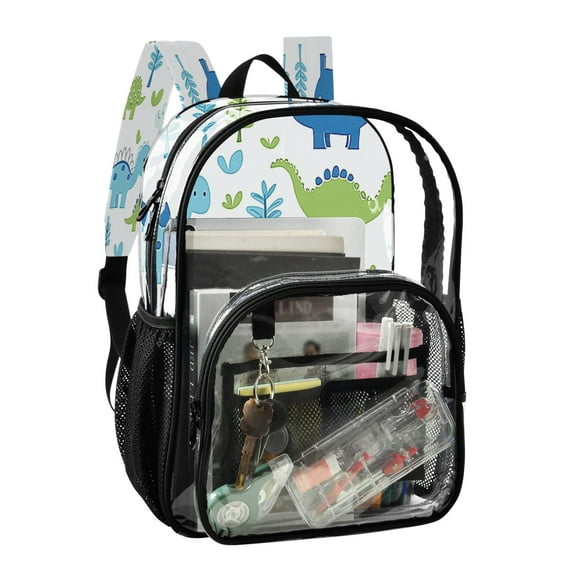 PVC Transparent Backpack Stylish & Durable Clear Backpack Perfect for School, Travel and Outings Adorable Ccartoon Dinosaur
