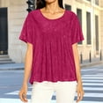 thumbnail image 2 of Hxlamzoo Women's Casual Blouse Sparkle Oversized Short Sleeve Round Neck Sheer Shirt with Asymmetrical Hem S-2XL, 2 of 8