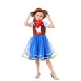 thumbnail image 5 of FYDUU Cowgirl Outfits For Girls 4Pcs Set Toddler Kids Birthday Halloween Party Dress Up Outfit With Cow Girl Hat Set Stylish Elegant 6-8 Years, 5 of 6