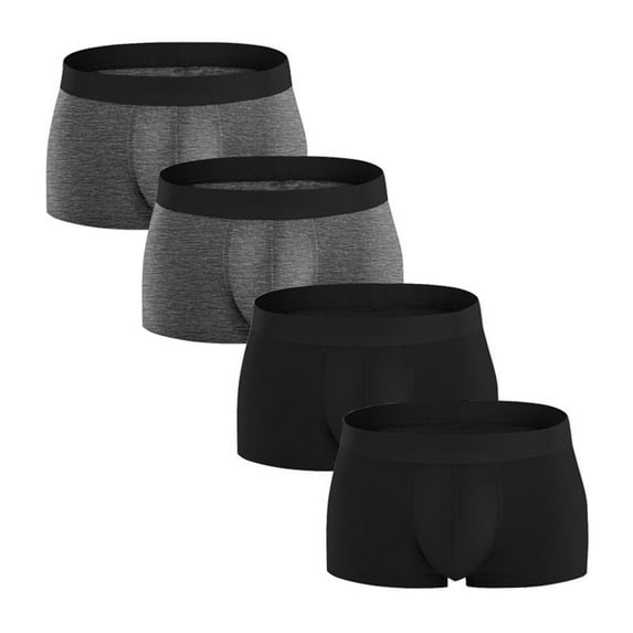 KaLI_store Underwear for Men Men's Soft Comfortable Solid Cotton Boxer Briefs Black,Gray,M