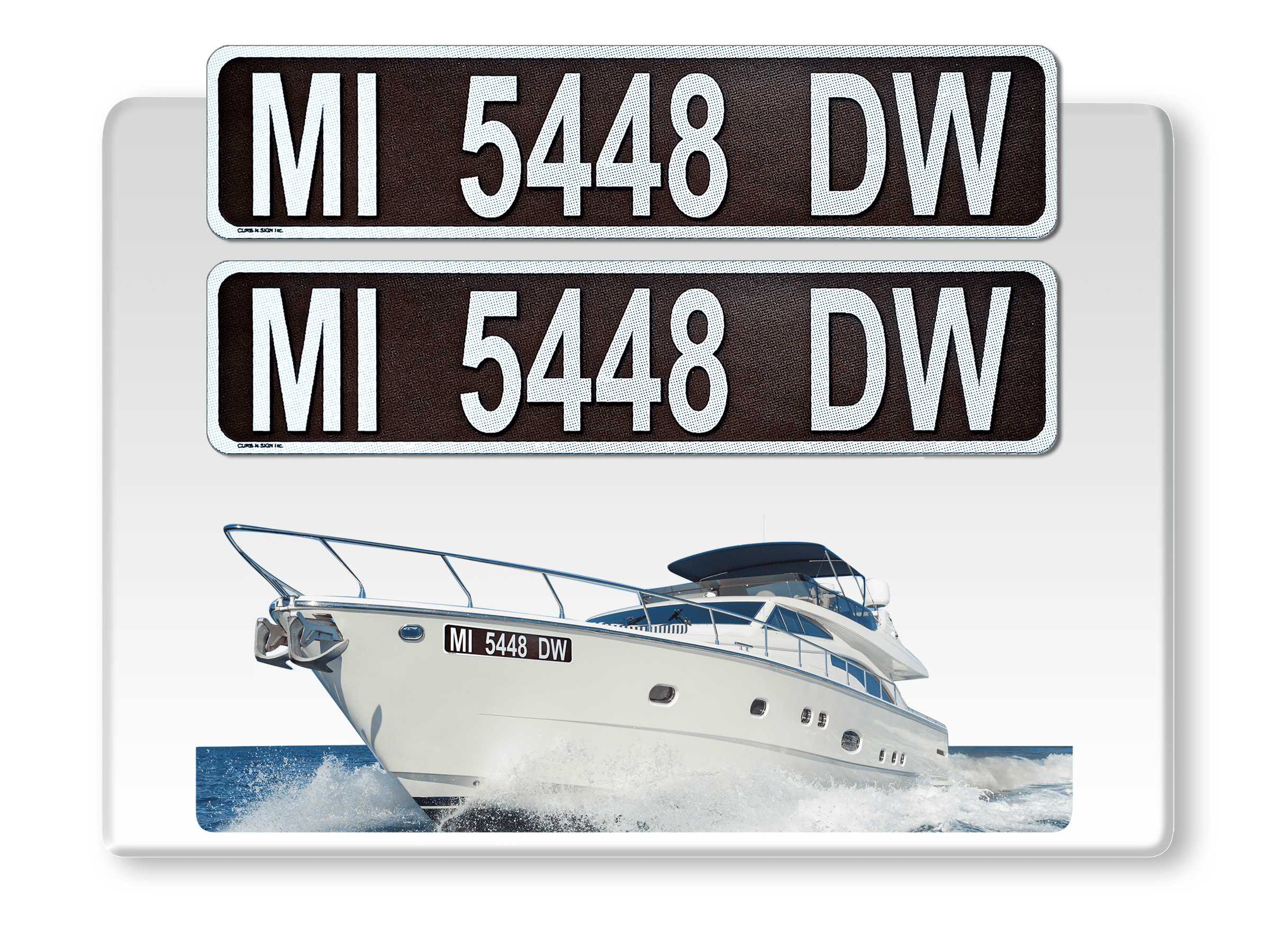 2 Pack Super Reflective Custom Boat Registration Numbers and Letters