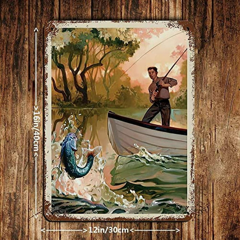 Vintage Retro Travel Classic Sportsman Bass Fishing Retro Poster Metal Tin  Sign Chic Art Retro Iron Painting Bar People Cave Cafe Family Garage Poster