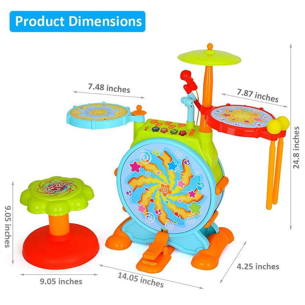 Huile Electric Toy Jazz Drum Set for Kids Musical Instrument Playset with Mic 