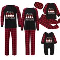 thumbnail image 1 of Pijamas familiares a juego de Navidad, diseño exclusivo, Gnomies, Feliz Navidad, conjunto de pijamas negros, 1 of 4