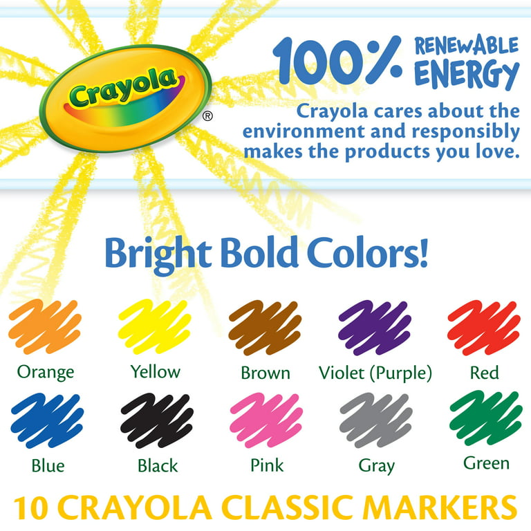 Crayola Classic Fine Line Markers, Assorted Colors - 10 count