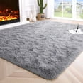 thumbnail image 3 of TWINNIS Luxury Fluffy Rugs Ultra Soft Shag Rug Carpet for Bedroom Living Room,Kids Room, Nursery,4x5.3 Feet,Gray, 3 of 8