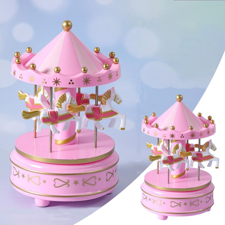 Carousel Music Box Verdsylv Windup Rotating Music Box - 4 Horse