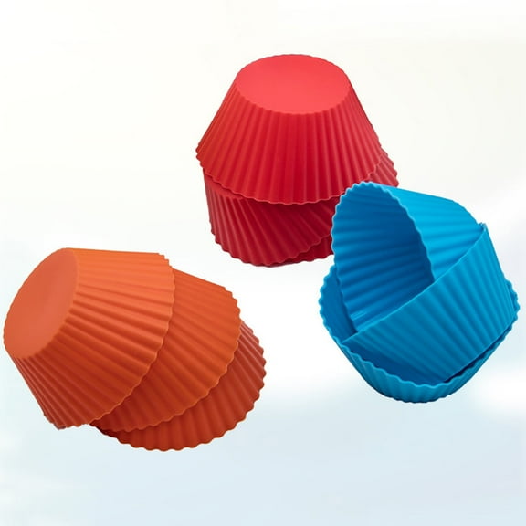 D GROEE 6/12/24Pcs Pan Reusable Silicone Cupcake Molds Small Baking Cups Truffle Cake Pan Set Nonstick