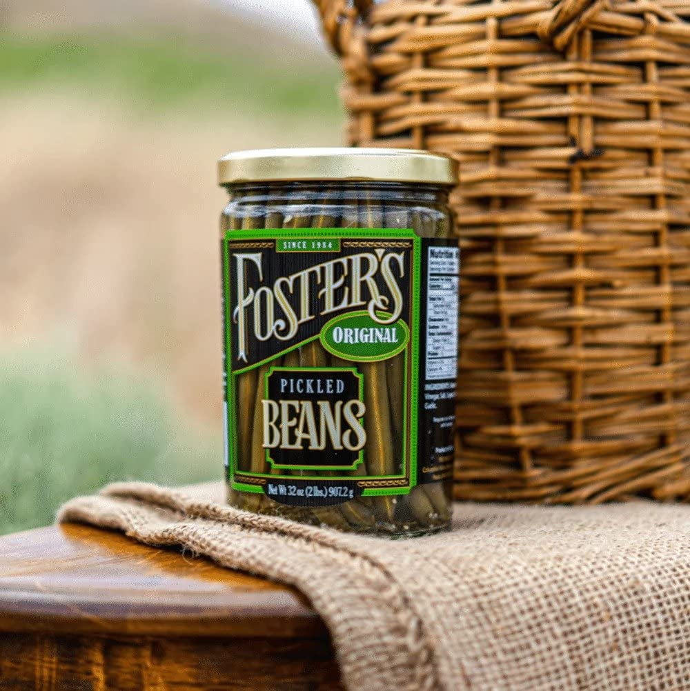 Fosters Pickled Green Beans- Original- 32oz (2 Pack) - Pickled Green Beans in a Jar - Traditional Pickled Vegetables Recipe for 30 years - Gluten Free- Fat Free - Preservative Free - Pickled Beans