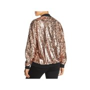 Bagatelle Womens Sequined Metallic Bomber Jacket
