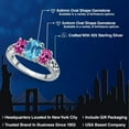 thumbnail image 2 of Gem Stone King 925 Sterling Silver Swiss Blue Topaz and Pink Created Sapphire Filigree Style 3 Stone Ring for Women (2.30 Cttw, Oval 8X6MM and 6X4MM) (Size 6), 2 of 6
