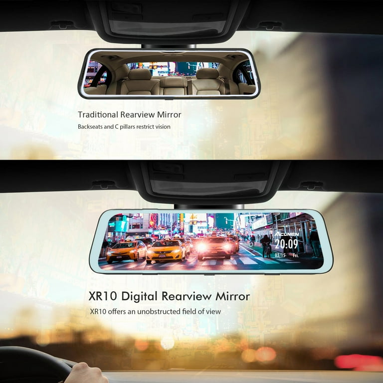 ACUMEN XR-10 Dash Cam with 10'' Screen, Dual Lens 1080P, Night