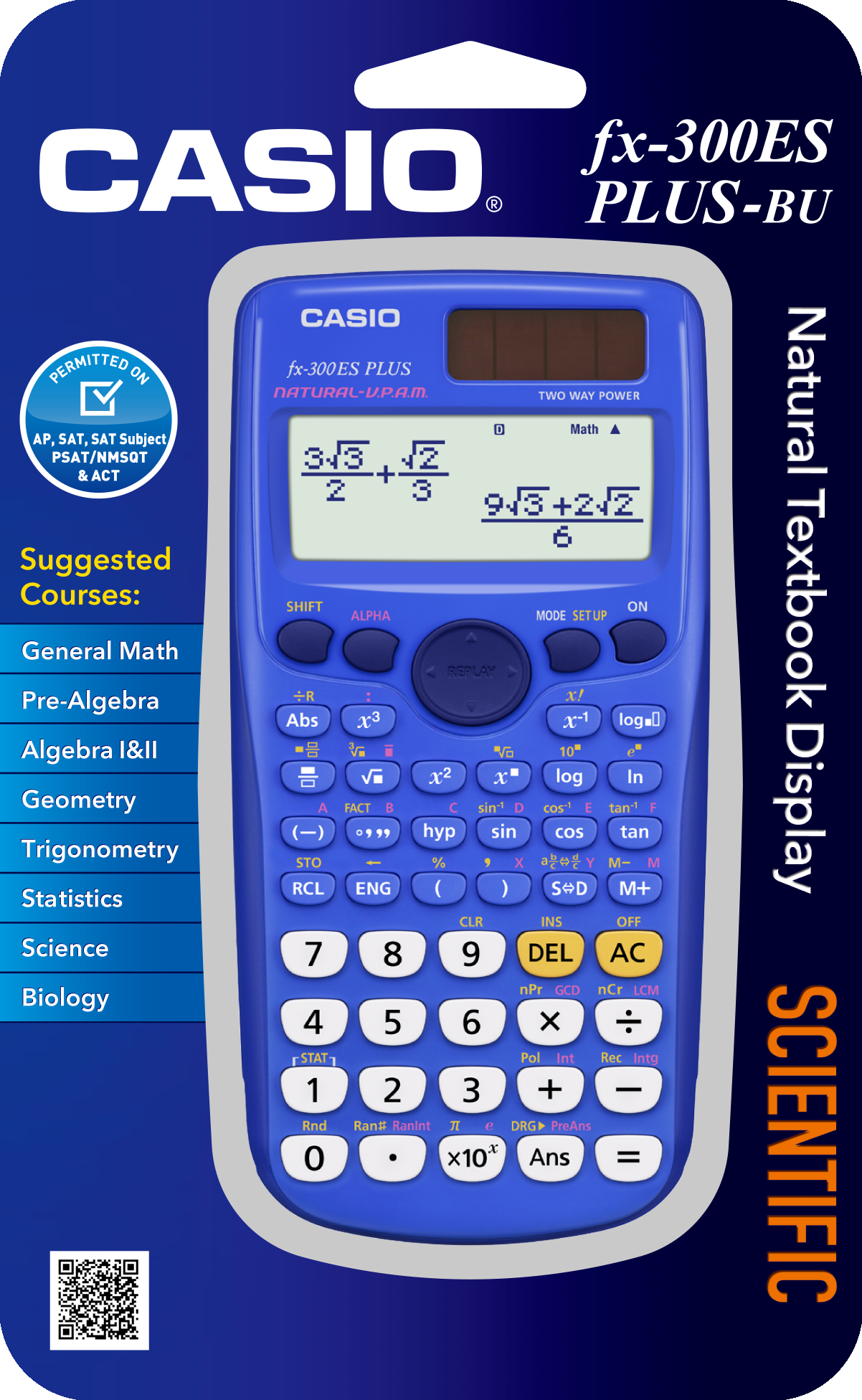 Casio FX-300ESPLUS Scientific Calculator, Natural Textbook Display, Blue - image 2 of 4
