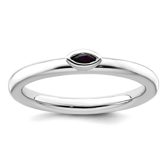 925 Sterling Silver Stackable Created Sapphire Ring Size 6 Stackable Ring for Women