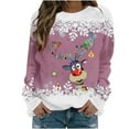 thumbnail image 2 of Chandails à Capuchon pour Femmes T-shirt Ample Imprimé d'Hiver pour Femmes Blouse à Manches Longues Col Rond Hauts Décontractés Chandails Grande Taille pour Femmes en Liquidation, 2 of 4