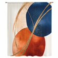 thumbnail image 2 of Navy Blue Burnt Orange Sheer Curtains 45 Inches Long, Geometric Modern Boho Art Light Filering Curtains, Breathable Simi Curtain Privacy Drapes for Kitchen Bathroom Lightweight Small Window Treatment, 2 of 9