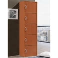 thumbnail image 2 of Hodedah 5 Shelf 5 Door Multi-Purpose Wooden Bookcase in Cherry Finish, 2 of 5