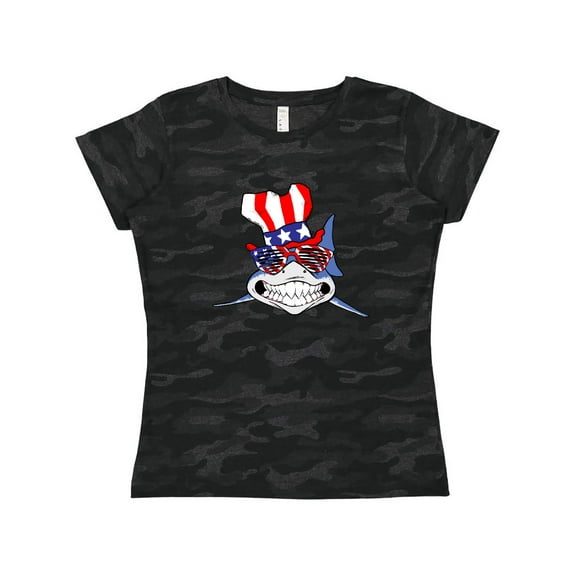 Inktastic 4th of July Patriot Shark Women's T-Shirt
