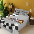 thumbnail image 2 of Ambesonne Emoji Fitted & Top Sheet Set with Shams, Racing Funny Face Formula, Pale Grey Mustard Black, 2 of 5