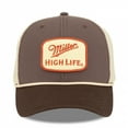 thumbnail image 2 of Miller High Life Beer Men's Trucker Hat Embroidered Woven Patch Snapback Cap (Brown/Wheat), 2 of 4
