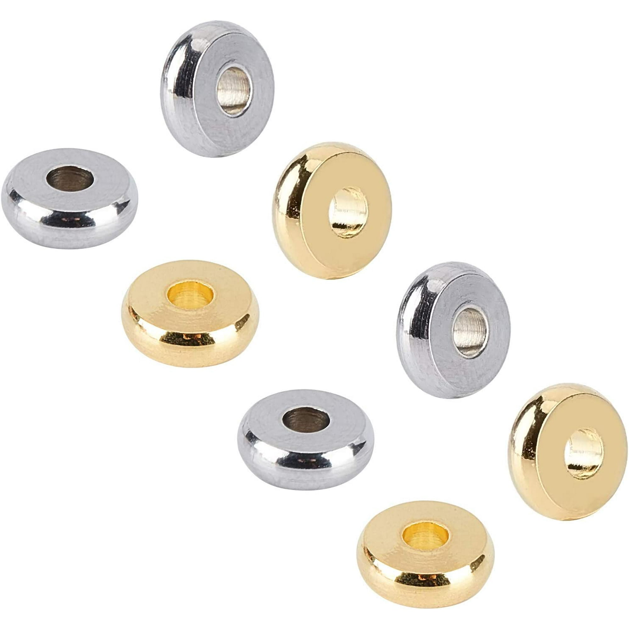 100pcs 2 Colors 6mm Round Spacer Beads Stainless Steel Loose Beads 1.8mm Small Hole Beads Spacers Golden Stainless Steel Color