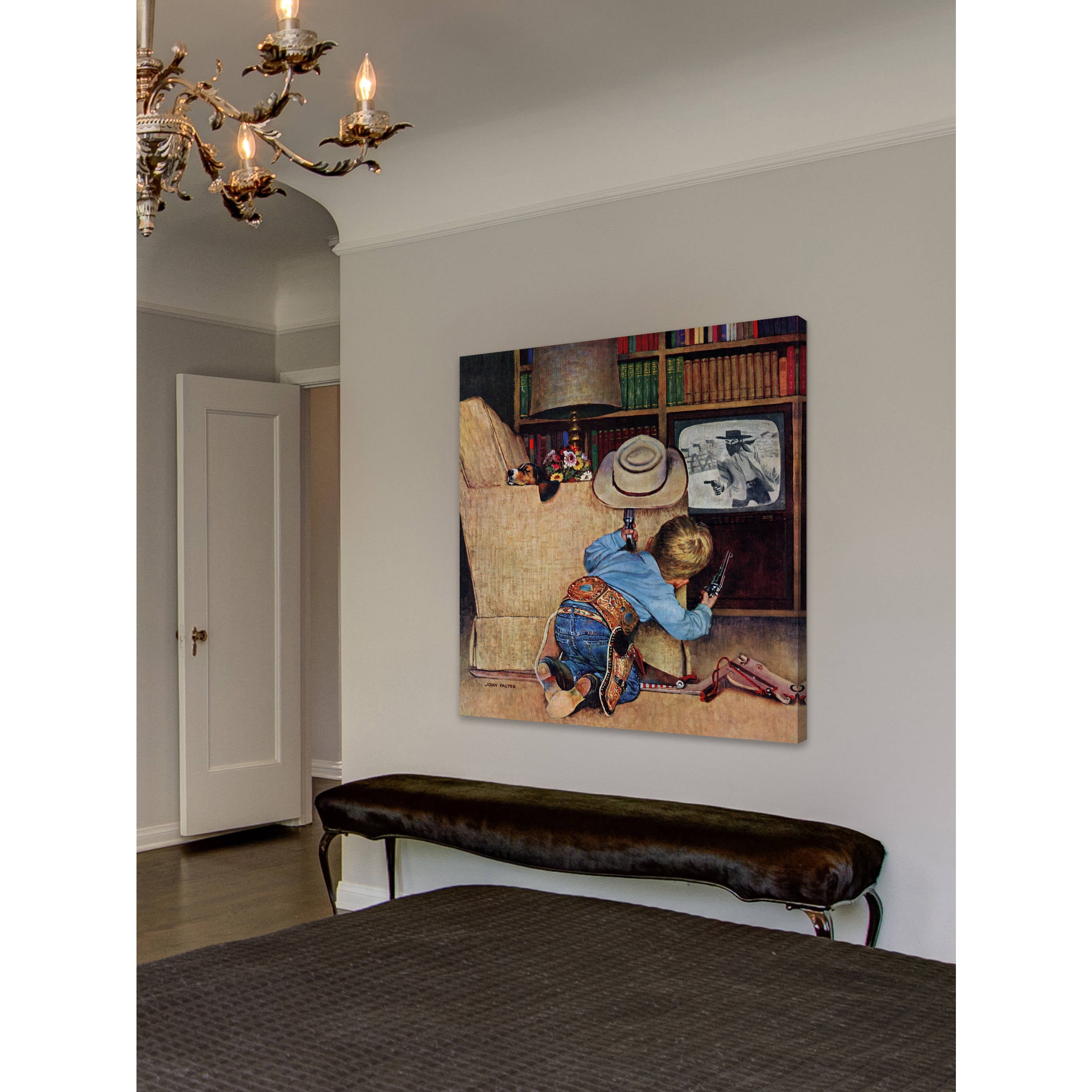 Marmont Hill "Cowboy and TV" by Curtis Painting Print on Canvas
