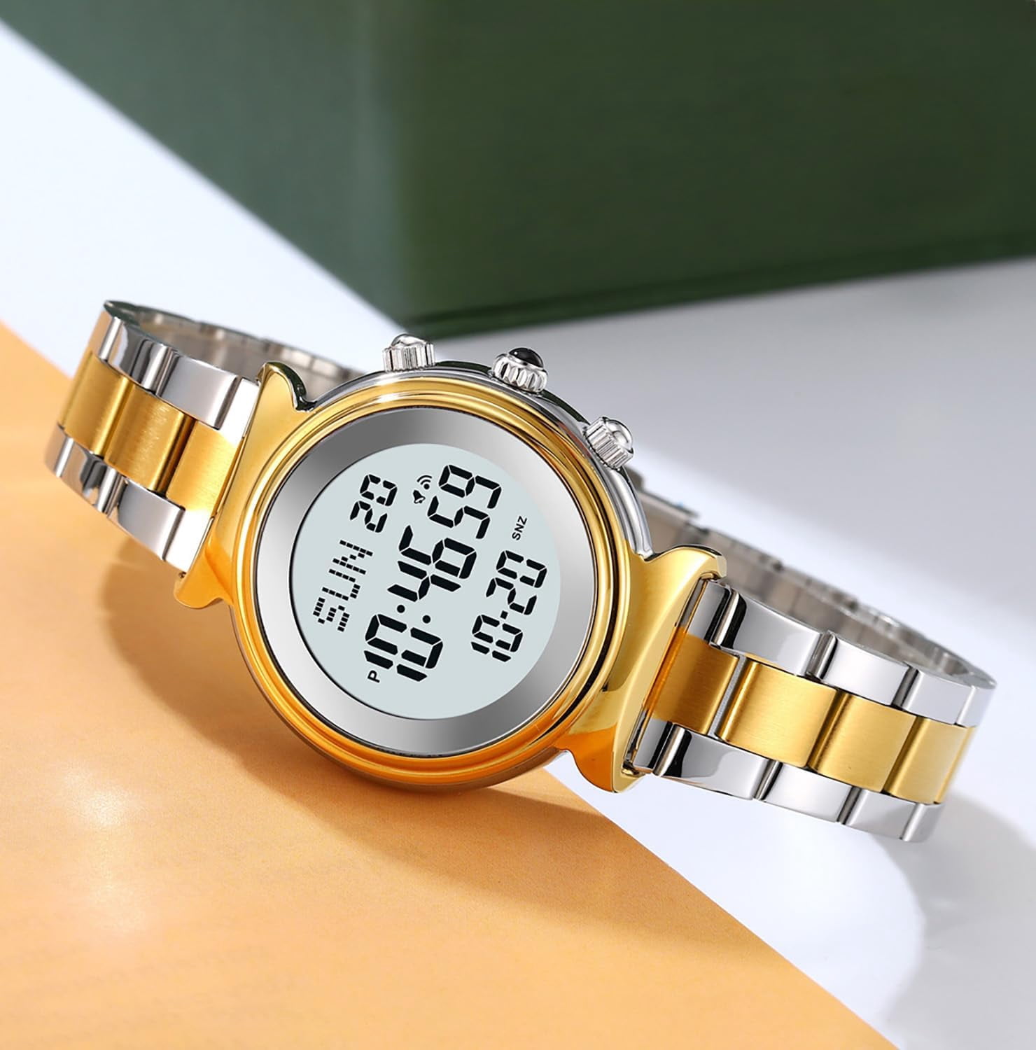 Women's Digital Watch Stainless Steel Watch for Women Waterproof Dual Time Date Watch Women's Business Watch