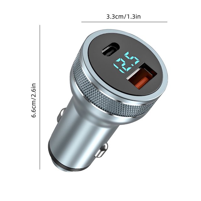 Chargeur de Voiture Téléphone, Chargeur de Voiture USB Charge Rapide, Chargeur de Voiture Type C, Chargeur de Voiture 36w Affichage Numérique LED Interface 3.0 Charge Rapide Protection Intelligente Multi-Fonction Véhicule