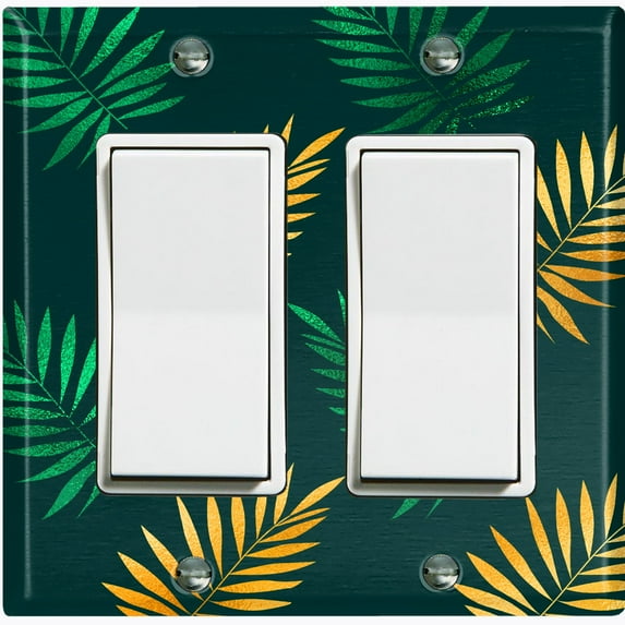 Metal Light Switch Plate Cover Tropical Jungle Palm Leaves Yellow Green JGL013
