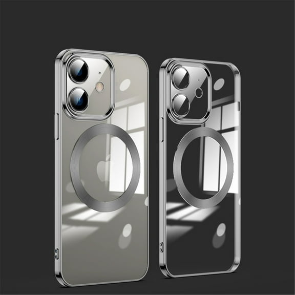 Magnetic Cover for Apple iPhone 11 6.1", iPhone 11 Clear Case with Magsafe, Shockproof Slim Non-Yellowing Clear Plating Phone Cover Case with Camera Lens Protector for iPhone 11 2019, Black